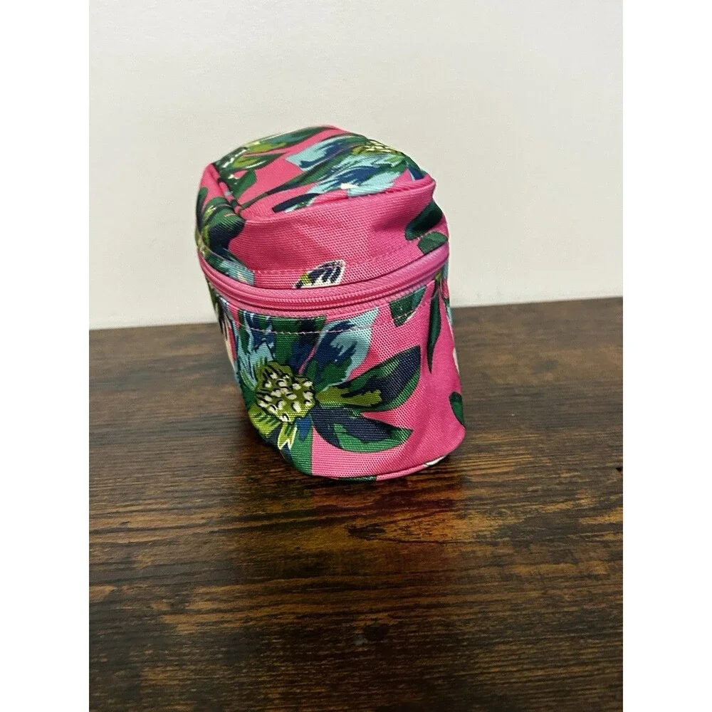 Vera Bradley medium cosmetic makeup bag Pink Tropical Paradise floral pattern